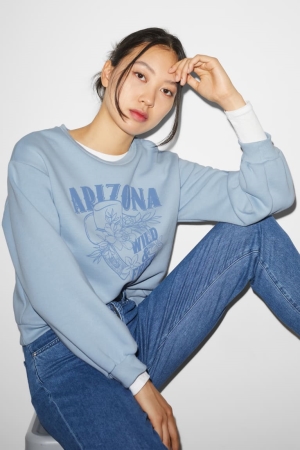 Light Blue C&A Clockhouse Women's Sweatshirts | LPZFH-9237