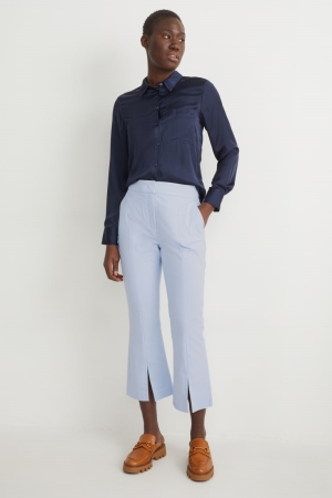 Light Blue C&A Cloth Mid-rise Waist Flared Women's Trousers | KMXTO-6189