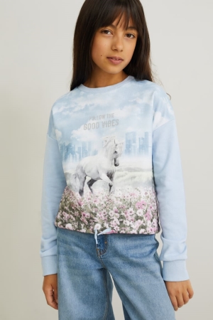 Light Blue C&A Girls' Sweatshirts | MLGOJ-0984