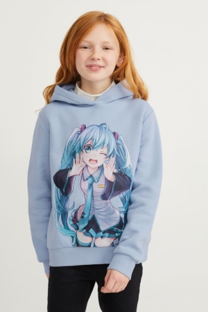 Light Blue C&A Hatsune Miku Girls' Hoodie | CHADO-1387