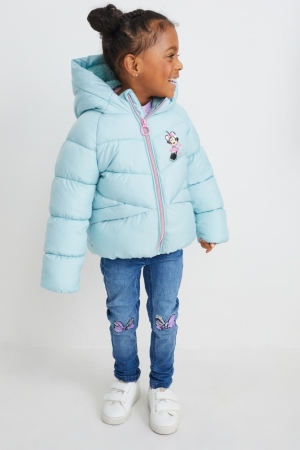 Light Blue C&A Minnie Mouse Quilted With Hood Recycled Girls' Jackets | WQILK-9081