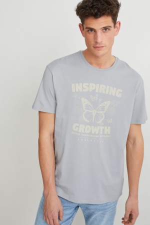 Light Blue C&A Organic Cotton Cradle To Cradle Certified® Gold Men's T-shirts | LJKZG-9185