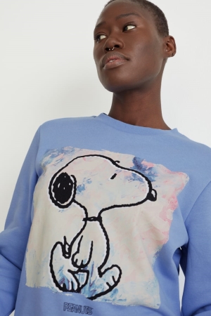 Light Blue C&A Snoopy Women's Sweatshirts | CUNWD-9368