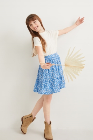 Light Blue C&A With Lenzing™ Ecovero™ Floral Girls' Skirts | WDHFZ-6814