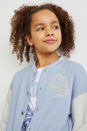 Light Blue C&A Zip-through Girls' Sweatshirts | WCYAP-8097