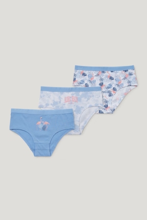 Light Blue Melange C&A Multipack Of 3 Briefs Organic Cotton Girls' Underwear | GSNRU-9721