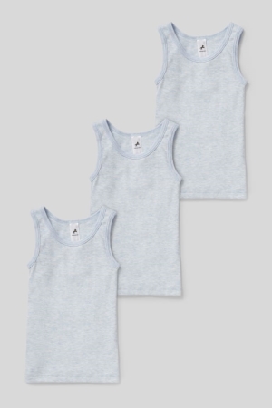 Light Blue Melange C&A Multipack Of 3 Vest Organic Cotton Girls' Underwear | BWSMA-1092