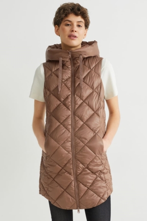 Light Brown C&A Quilted Gilet With Hood Bionic-finish®eco Women's Jackets | MPHIV-4639