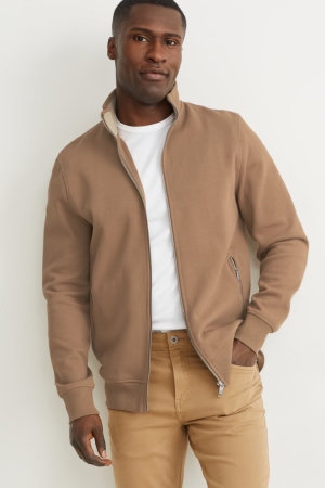 Light Brown C&A Zip-through Men's Sweatshirts | UXBZT-7906