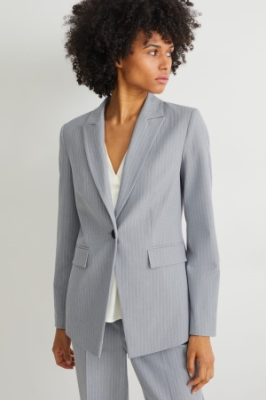 Light Gray C&A Business Blazer- Regular Fit 4 Way Stretch Women's Jackets | ZMANL-4013