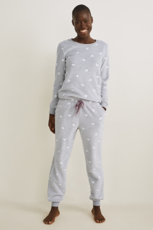 Light Gray C&A Fleece Pyjama Bottoms Patterned Women's Nightwear | EFMWK-6103