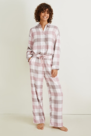 Light Gray C&A Pyjamas Check Women's Nightwear | QGDKP-5716