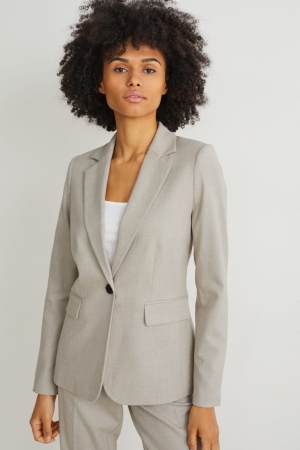 Light Gray Melange C&A Business Fitted With Recycled Polyester Women's Jackets | DAMTL-8971