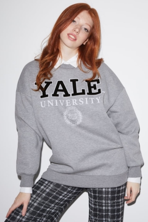 Light Gray Melange C&A Clockhouse Yale University Women's Sweatshirts | IVURN-4236