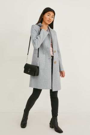 Light Gray Melange C&A Coat Women's Coats | JBSGA-3157