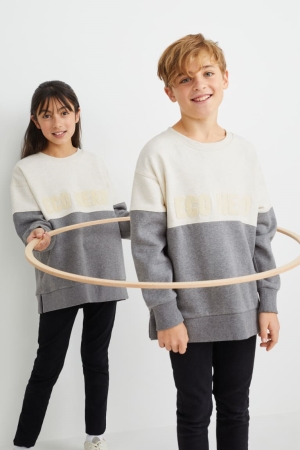 Light Gray Melange C&A Genderneutral Organic Cotton Girls' Sweatshirts | JMSXP-6018