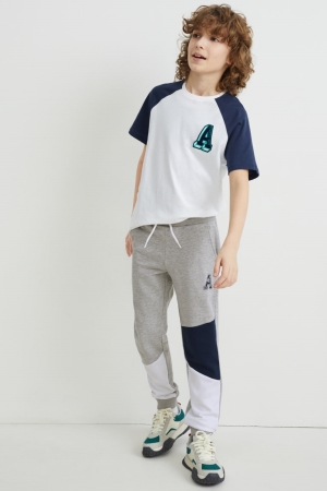 Light Gray Melange C&A Joggers Boys' Trousers | YMTRL-7561