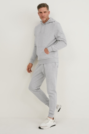 Light Gray Melange C&A Joggers Organic Cotton Men's Trousers | OYUGI-5147