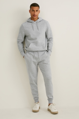 Light Gray Melange C&A Joggers With Organic Cotton Men's Trousers | BSRKF-0218