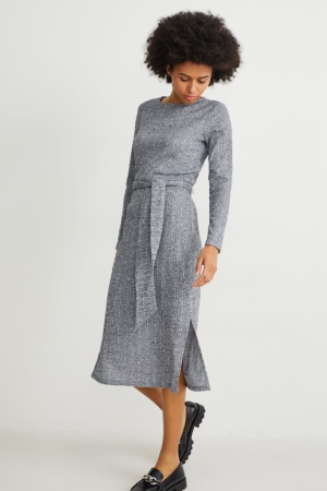 Light Gray Melange C&A Knitted Women's Dress | BXNQS-1096