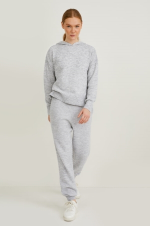 Light Gray Melange C&A Knitted Women's Trousers | UWRXJ-1285