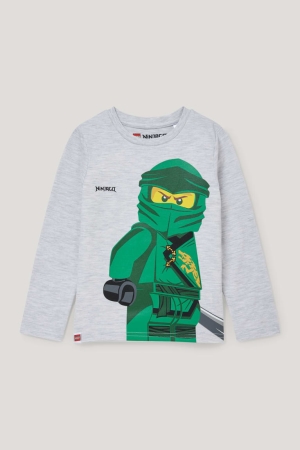 Light Gray Melange C&A Lego Ninjago Long Sleeve Boys' Top | DYXWV-1673