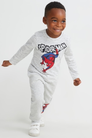 Light Gray Melange C&A Marvel Joggers Boys' Trousers | QAFCE-5893