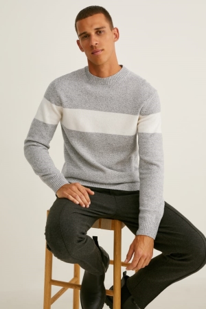 Light Gray Melange C&A Men's Jumper | FRMEA-7251