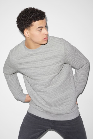 Light Gray Melange C&A Men's Sweatshirts | LZGYQ-6581