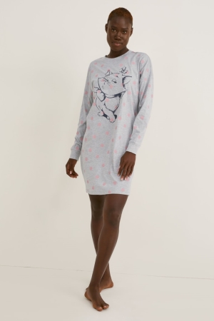 Light Gray Melange C&A NightPolka Dot Aristocats Women's Nightwear | KAWCD-8956