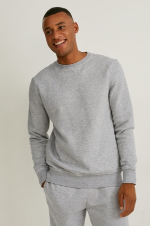 Light Gray Melange C&A Organic Cotton Men's Sweatshirts | UHRMZ-9123