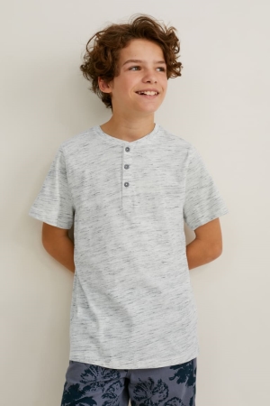 Light Gray Melange C&A Sleeve Boys' T-shirts | OBRJV-1347