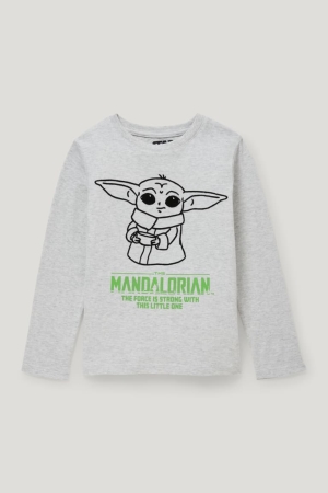 Light Gray Melange C&A Star Wars: The Mandalorian Long Sleeve Boys' Top | XUSHC-6259