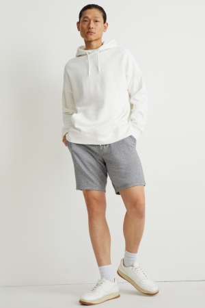 Light Gray Melange C&A Sweat With Organic Cotton Men's Shorts | WMADS-5729