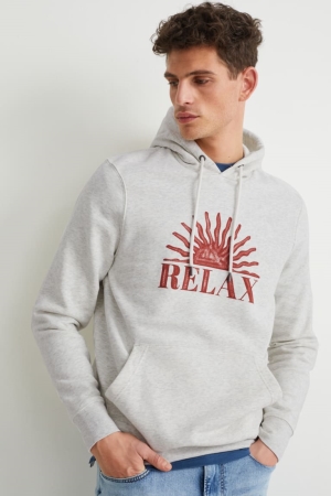 Light Gray Melange C&A With Recycled Polyester Men's Sweatshirts | WXRVP-2905