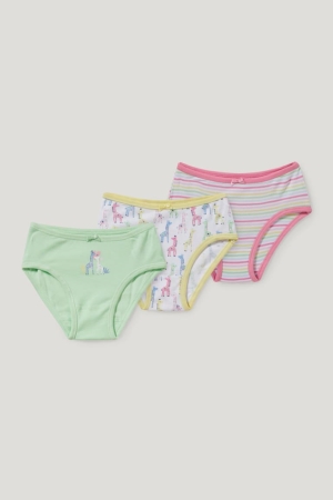 Light Green C&A Multipack Of 3 Briefs Organic Cotton Girls' Underwear | KTHNQ-3594