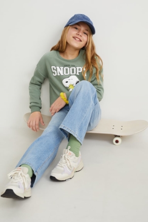 Light Green C&A Peanuts Set And 2 Piece Girls' Sweatshirts | HRWYI-5834