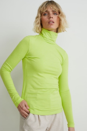 Light Green C&A Polo Neck Women's Top | ALJXK-2140