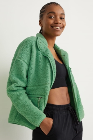 Light Green C&A Teddy Fur Women's Hoodie | EGRBL-4608