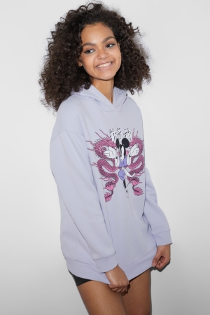 Light Violet C&A Clockhouse Mickey Mouse Women's Hoodie | OLCKX-0329