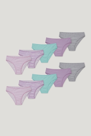 Light Violet C&A Multipack Of 10 Briefs Organic Cotton Girls' Underwear | ELFOM-6893