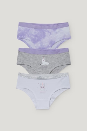 Light Violet C&A Multipack Of 3 Hipster Briefs Organic Cotton Girls' Underwear | CJIKH-5907