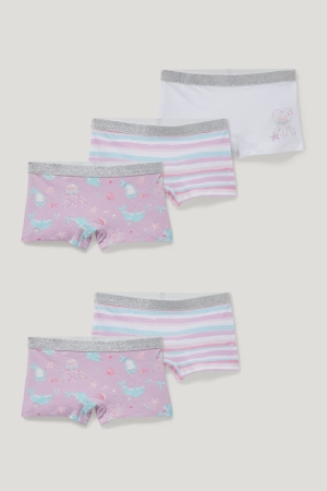 Light Violet C&A Multipack Of 5 Organic Cotton Girls' Underwear | UHDGB-9527