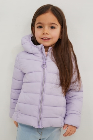 Light Violet C&A Quilted With Hood Recycled Girls' Jackets | HUTQG-2896