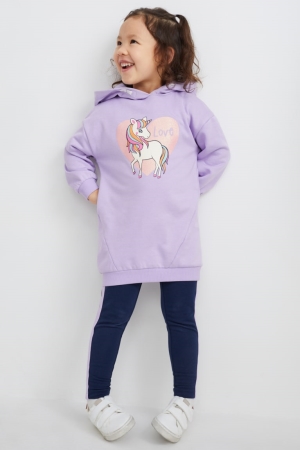 Light Violet C&A Unicorn Set With Hood And Leggings Girls' Dress | NSPMU-6152