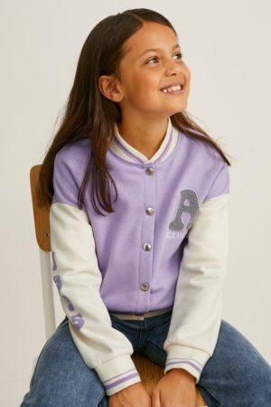 Light Violet C&A Zip-through Girls' Sweatshirts | JQTUI-4726