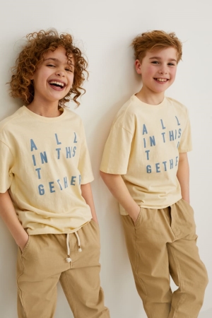 Light Yellow C&A Sleeve Genderneutral Boys' T-shirts | FMNGX-9371