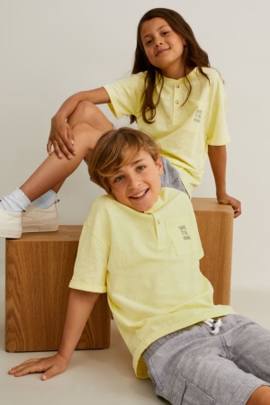 Light Yellow C&A Sleeve Genderneutral Boys' T-shirts | ZSDGB-2165