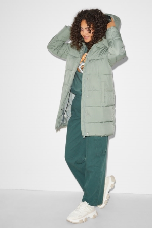 Mint Green C&A Clockhouse Quilted With Hood Recycled Women's Jackets | FBITY-8401