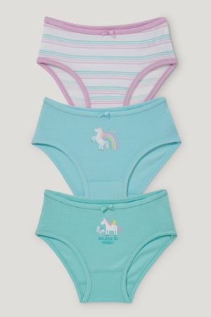 Mint Green C&A Multipack Of 3 Briefs Organic Cotton Girls' Underwear | GLYND-3485